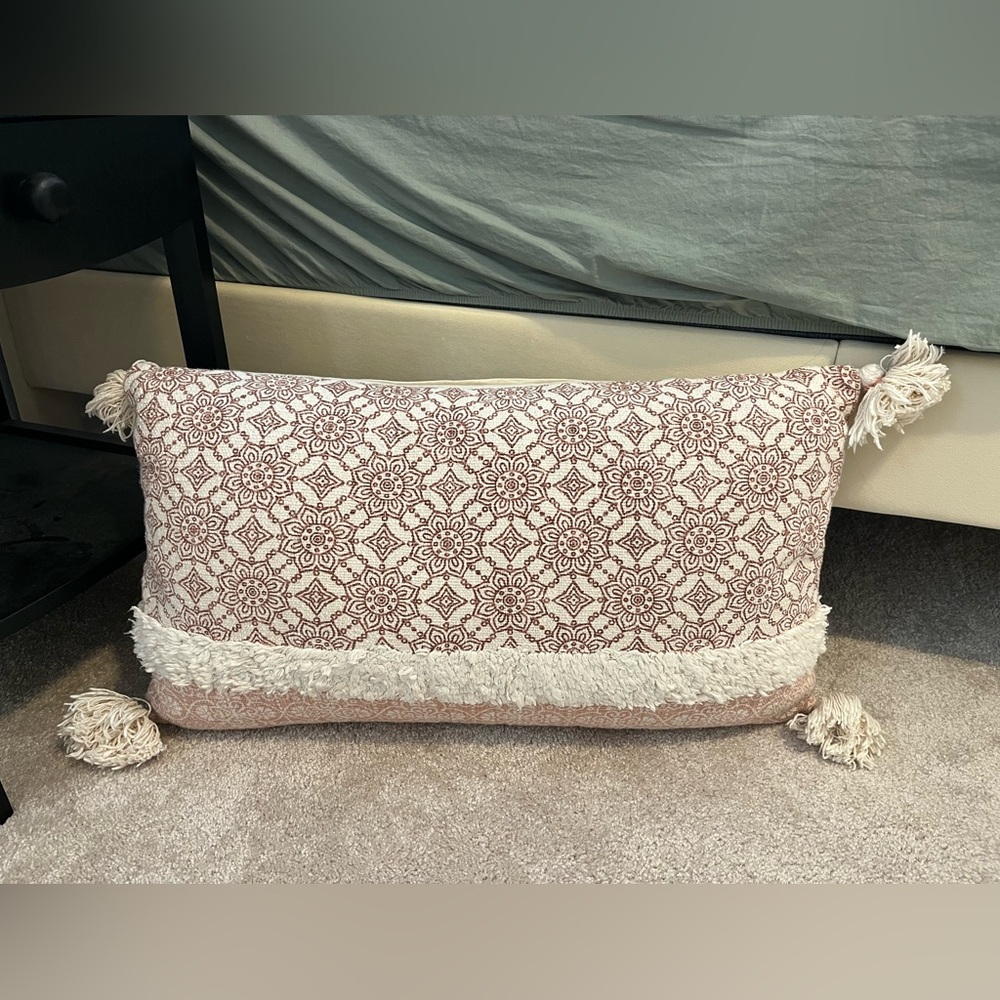 Floral Patterned Pillow with Tassels
